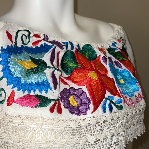 Mexican Embroidery Long Off Shoulders Dress NEW - Picture 3 of 8
